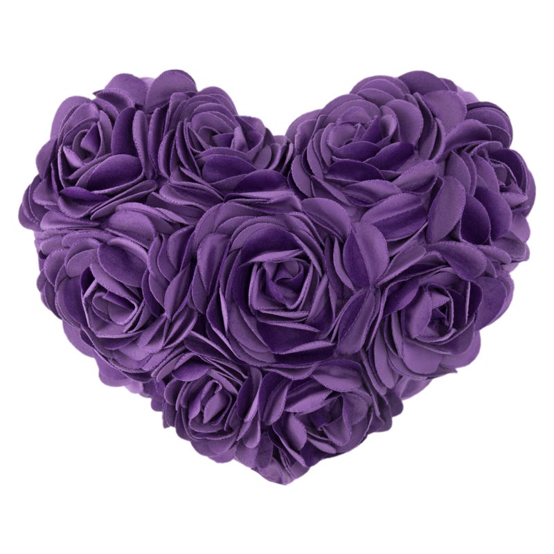 JWH Valentine's Day Throw Pillow Covers Decorative Flower Accent Pillow Cases Heart Shaped Cushion for Couch Living Room Bed Chair 14 x 16 Inches Purple - Image 1